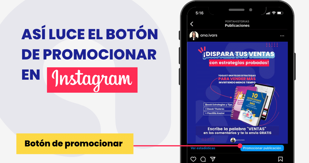 Publicidad en Instagram: botón Promocionar Publicidad en Instagram