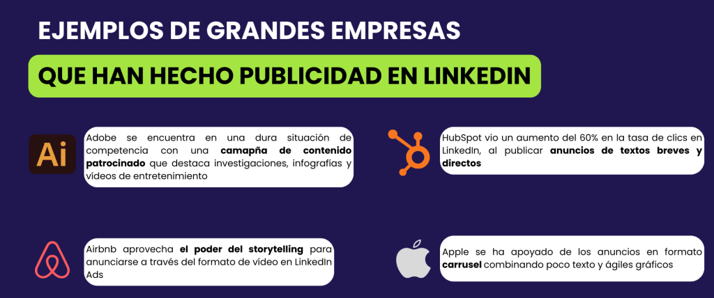 Ejemplo de grandes empresas que han hecho publicidad en LinkedIn