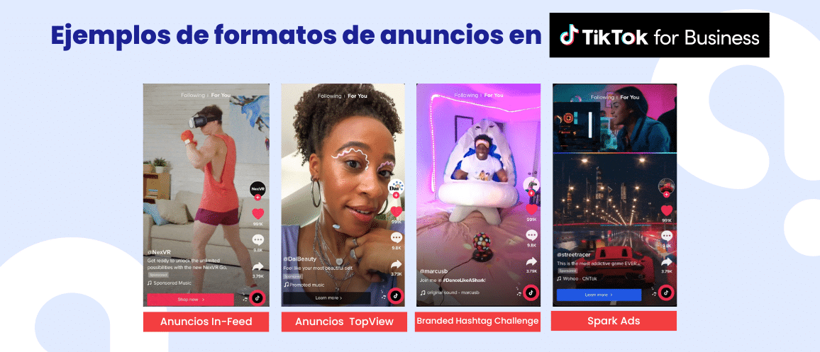 Ejemplos de formatos de anuncio en TikTok