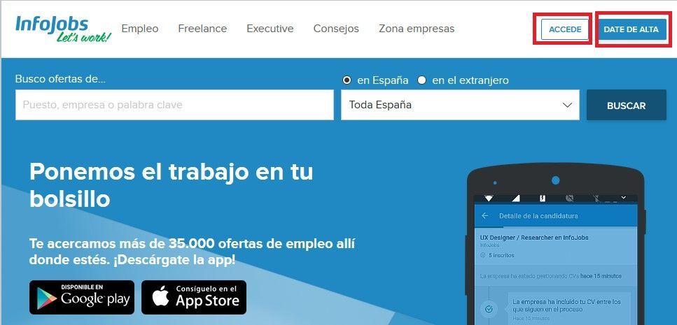 Infojobs para encontrar empleo