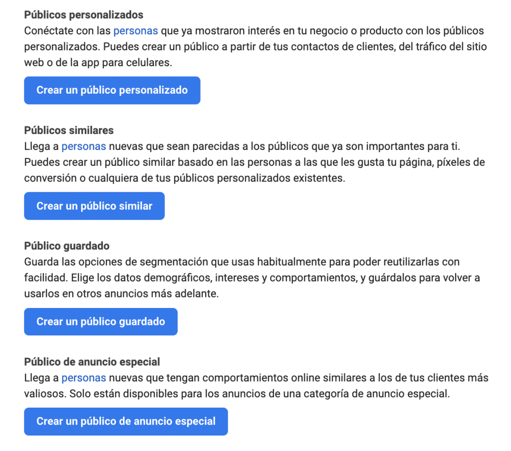Las audiencias de Facebook e Instagram Ads
