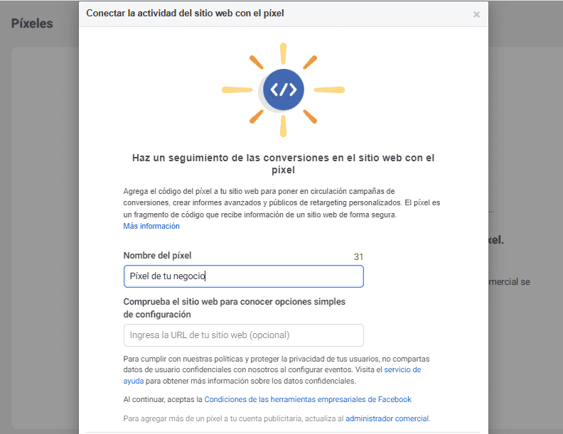 instalar píxel de facebook