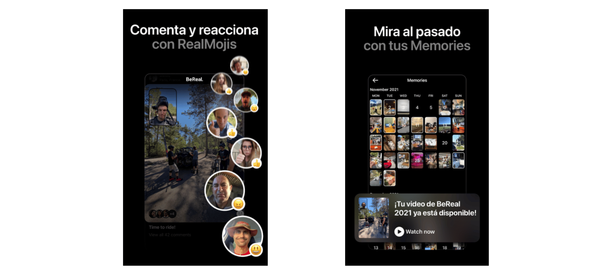 Realmojis y Memories en BeReal