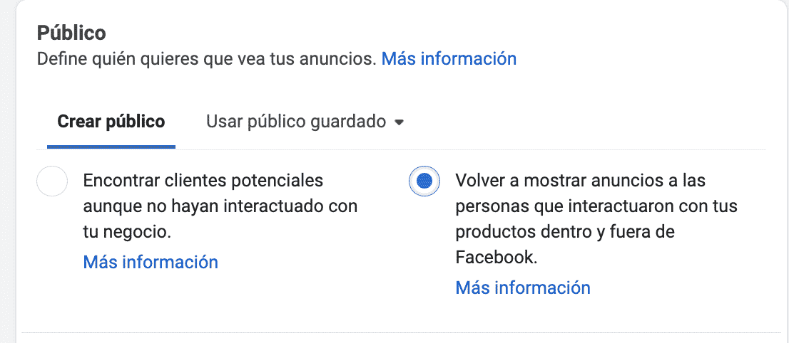 Selección de público anuncio Facebook Ads Selección de público anuncio Facebook Ads